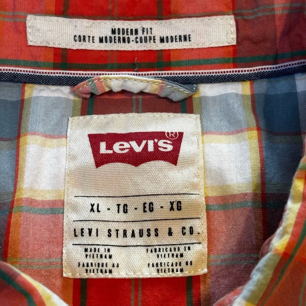 Levi's Pearl Snap Shirt Plaid Cotton Long Sleeve (C20)‎
